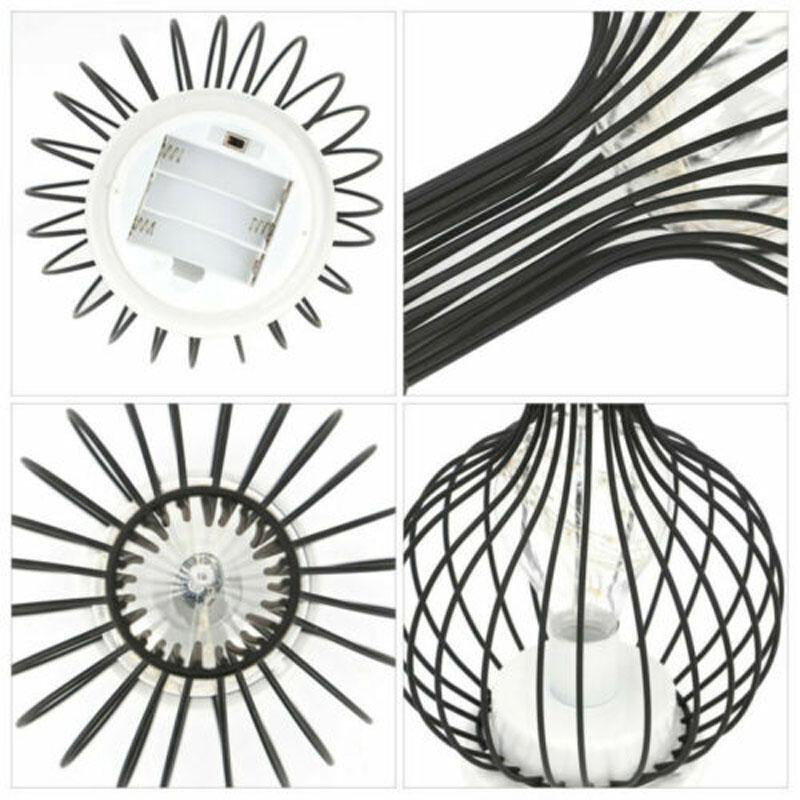 Retro Table Lamp Geometric Wire Industrial LED Light Bulb Bedside Desk Light