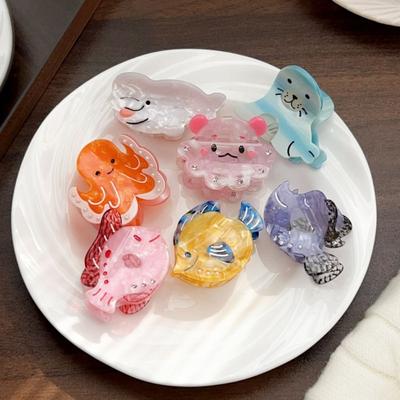 Korean Style Sea Creature Hair Claw Acetic Acid Grab Clip Creative Ocean Animal Hair Clip  Daily