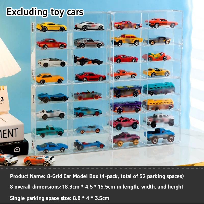 Acrylic Hot Wheels Car Display Case Transparent Stackable Compartment Storage Box Dustproof Desktop Decor For Car Collectors