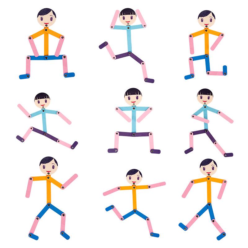 Educational Matchstick Figure Movement Game - Versatile Wooden Toy for Children's Learning and Play