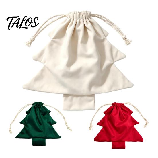 Christmas Gift Bags Tree Drawstring Presents Bag, Reusable Plush Wrapping Pouch, Party Supplies Shaped Holiday Favors Bag for Candy, Goody,