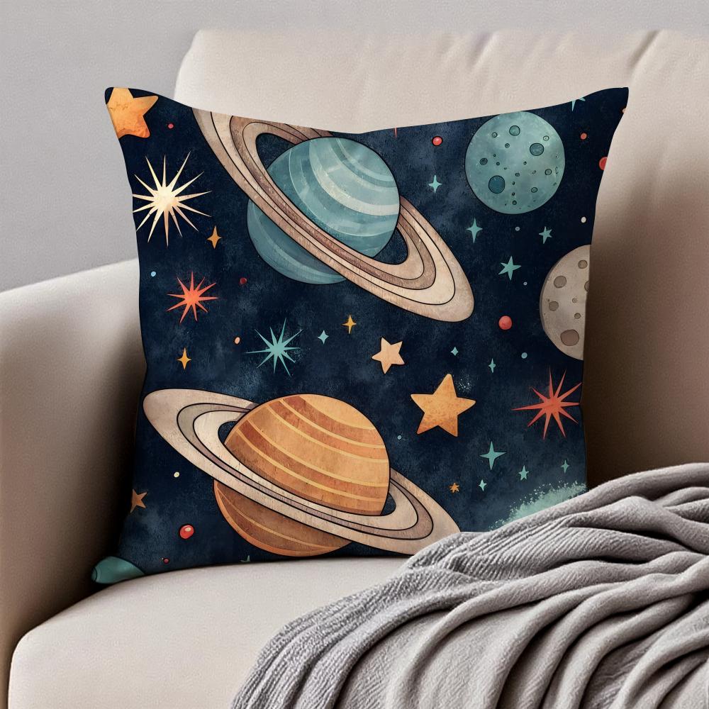 Dreamy Universe Starry SciFi Cushion Cover Pillowcase Antidustmite Invisible Zipper Short Plush Sofa Cushion