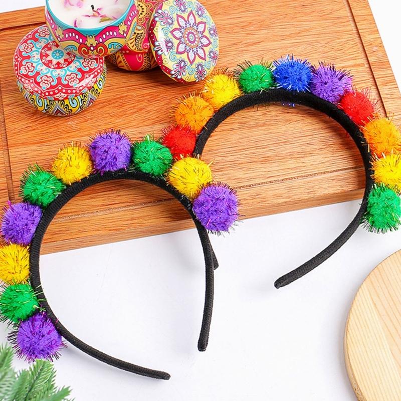 Colorful Mardi Gras Headband Features Green Yellow Colorful Charm Headwear for Prom and Party Comfortable