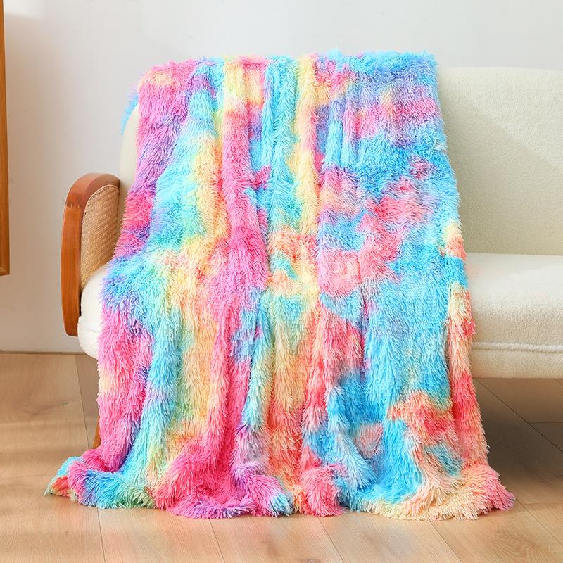 All-season Dormitory Small Blanket Nordic Style Polyester Crystal Velvet Sofa Blanket Simplicity Household Tie-dyed Nap Blanket