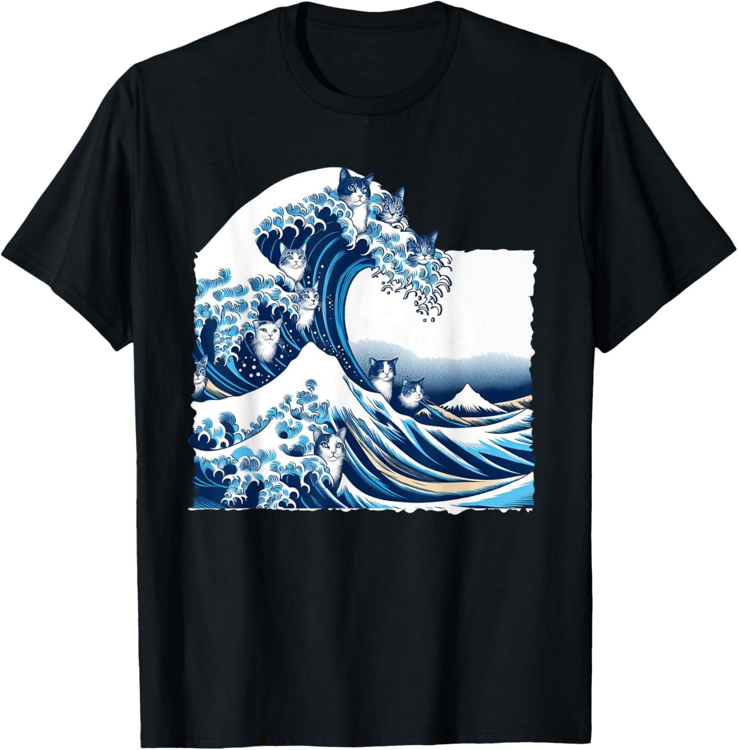 Blue Cats Wave For Kamala Funny Cat Owners Kamala Harris T-Shirt Mens Womens Tees Top 2XL
