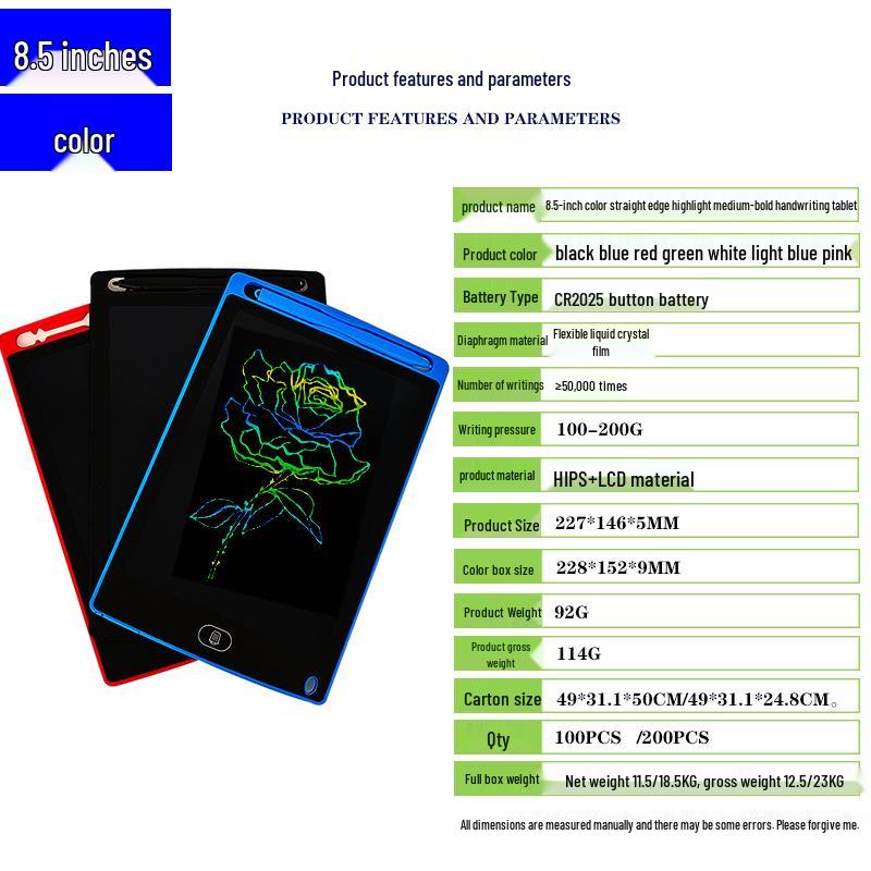 Kids' LCD Drawing Tablet - 6.5/8.5/10/12 Inch with One-Click Clear Screen