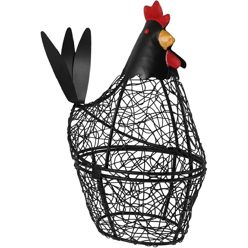 ABOOFAN Chicken Wire Egg Basket Egg Holder Farmhouse Rustic Vintage Rooster Decor Wire Basket for Collecting and Countertop Egg Storage (White)