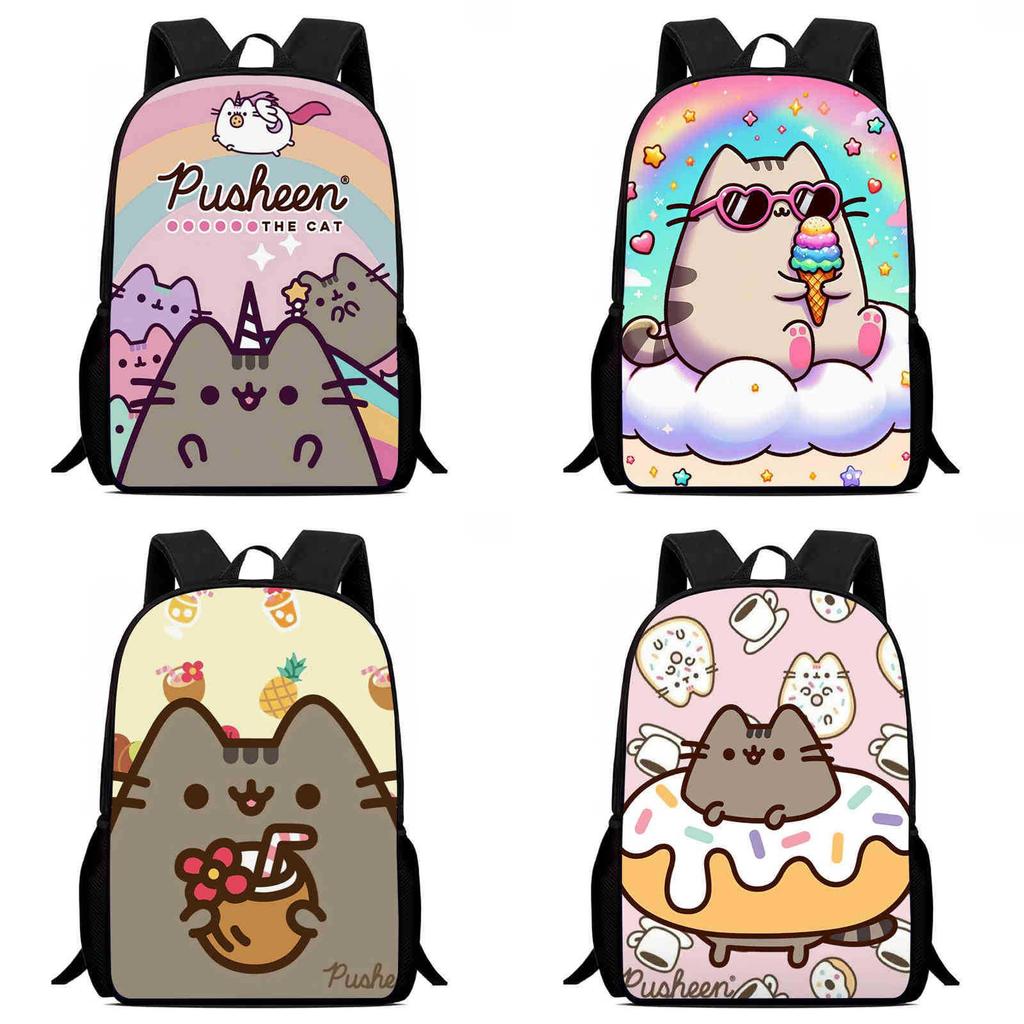 Pusheen Cat Kids Backpack Oxford Fabric Breathable Durable Lightweight School Bag For Elementary Students