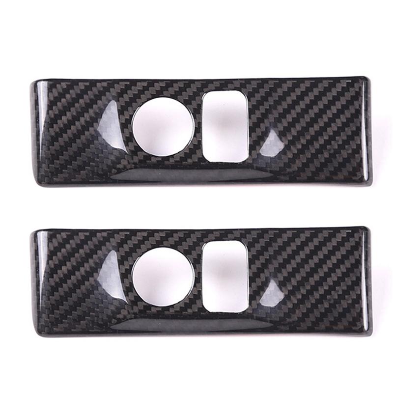 2X Car Headlight Adjustment Switch Trim Cover Carbon Fiber For Nissan GTR R35 2008-2016 Interior Accessories(Black)