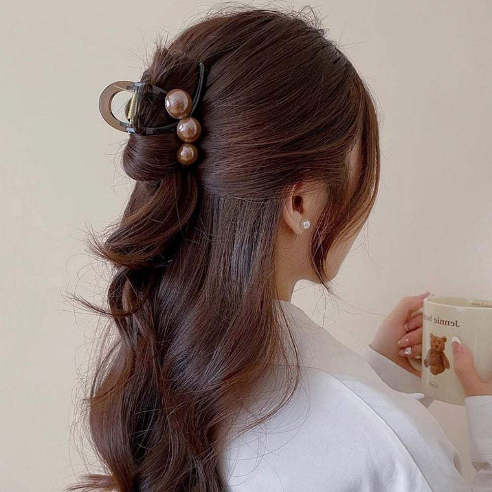 

Women s 3-color hemispherical ball bling twist-shaped hair clip hairpin transparency