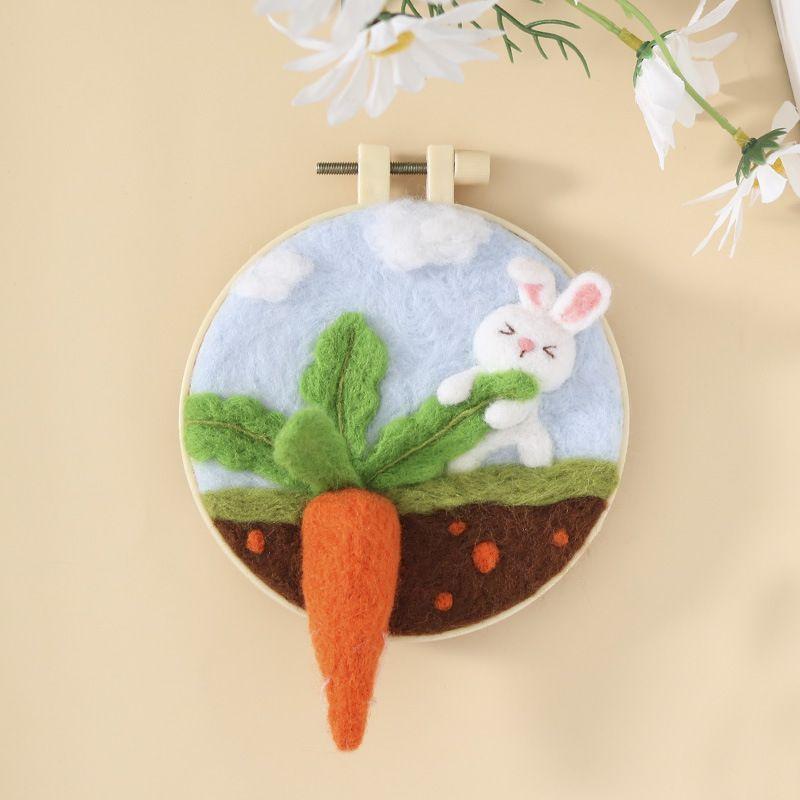 

CHENISTORY 20x20cm Frame Wool Felting Painting DIY Wool Embroidery Kit Funny Wool Needle Felt Picture Kit Craft Painting Gift