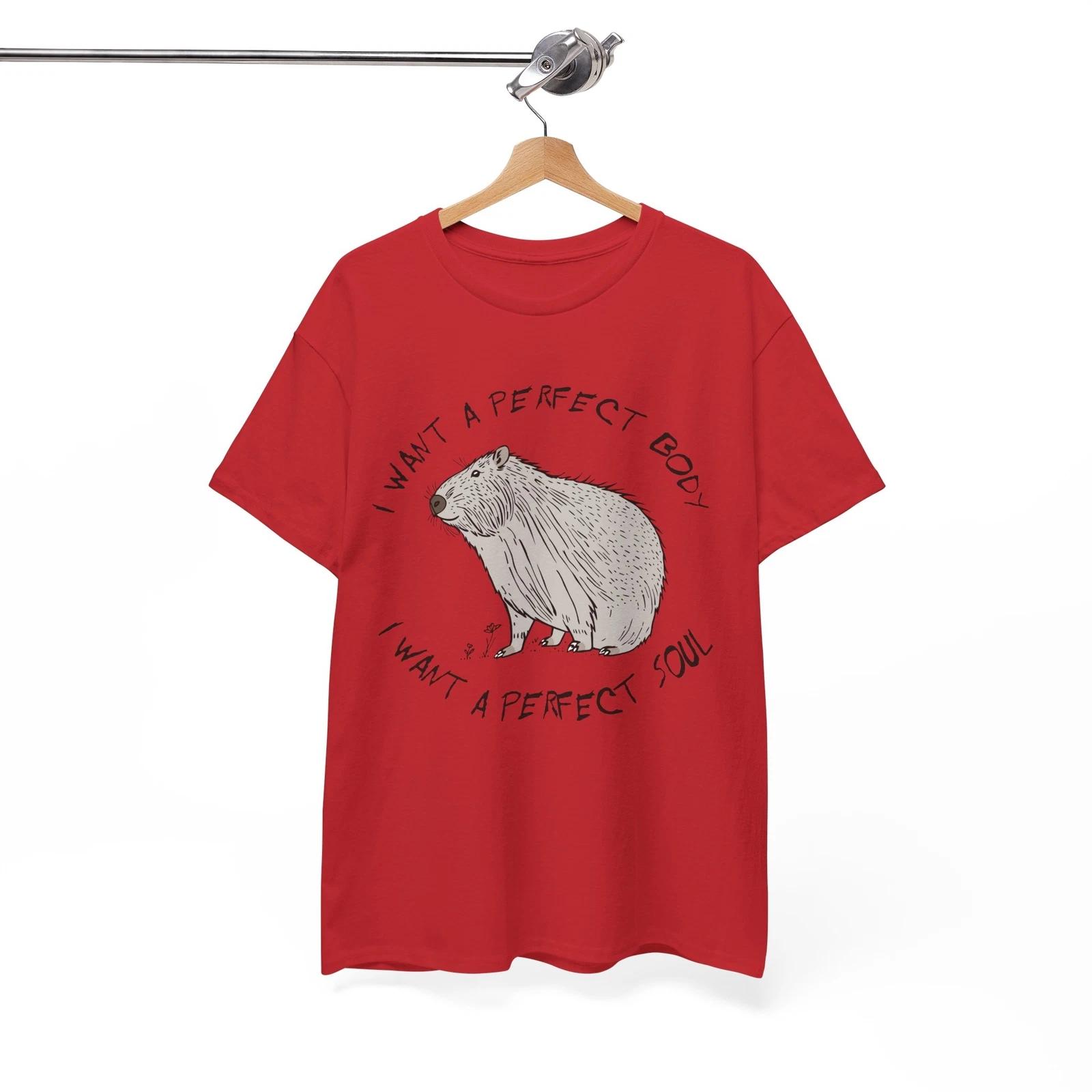 Capybara Meme T-Shirt | I Want A Perfect Body I Want A Perfect Soul Tee 3XL