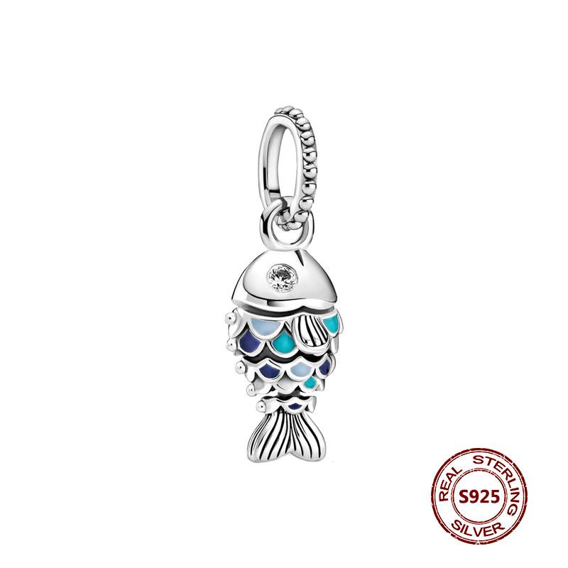 Charms camaleonte adatti a braccialetti originali alla moda in argento 925 con zircone, perlina a forma di polpo e tartaruga, ciondolo a forma di farfalla e lucciola, fai da te per realizzare gioielli