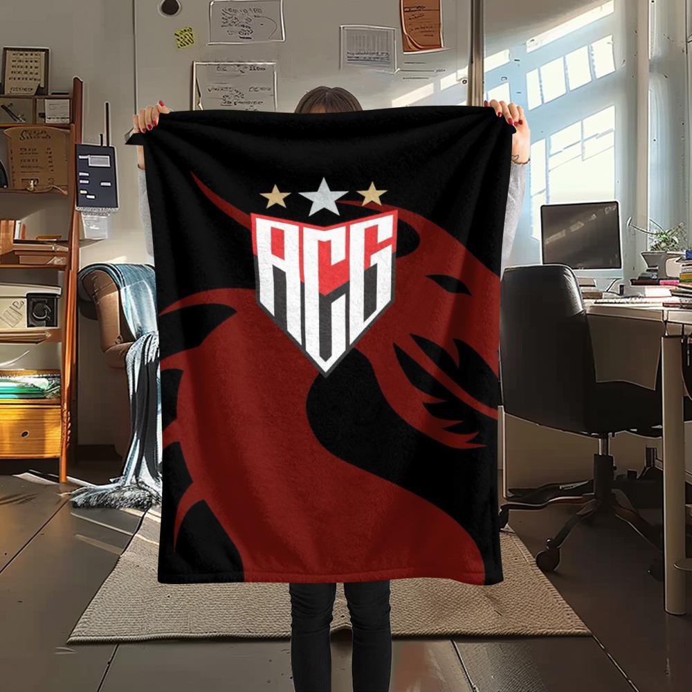 1Pc Atlético Goianiense Print Flannel Blanket High Quality Warm Comfortable Cover for All Seasons Perfect for Gifts Home Decor