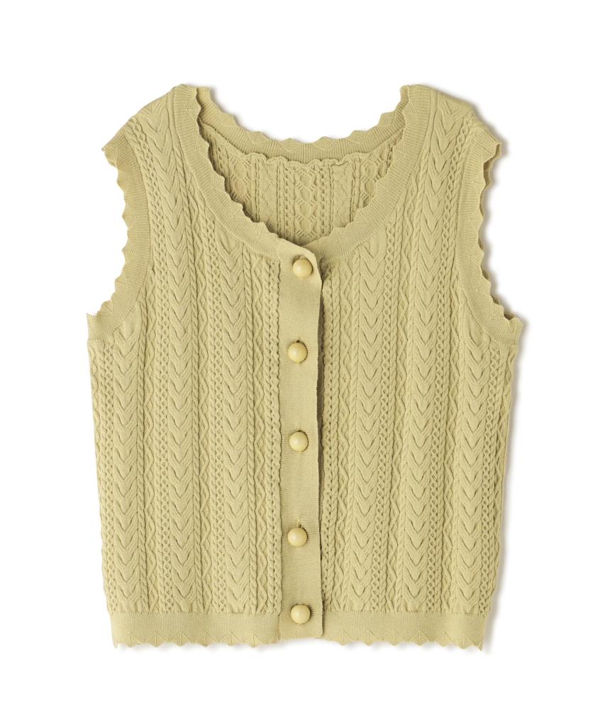 N Natural Beauty Mini Cable Button Knit Tank Top In Pistachio Basic Women's