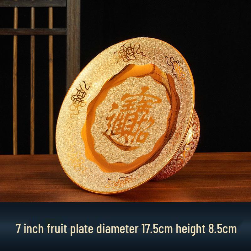 Buddhist Household Ceramic Offering Set: Incense Burner, Water Cup, Fruit Plate, Vase