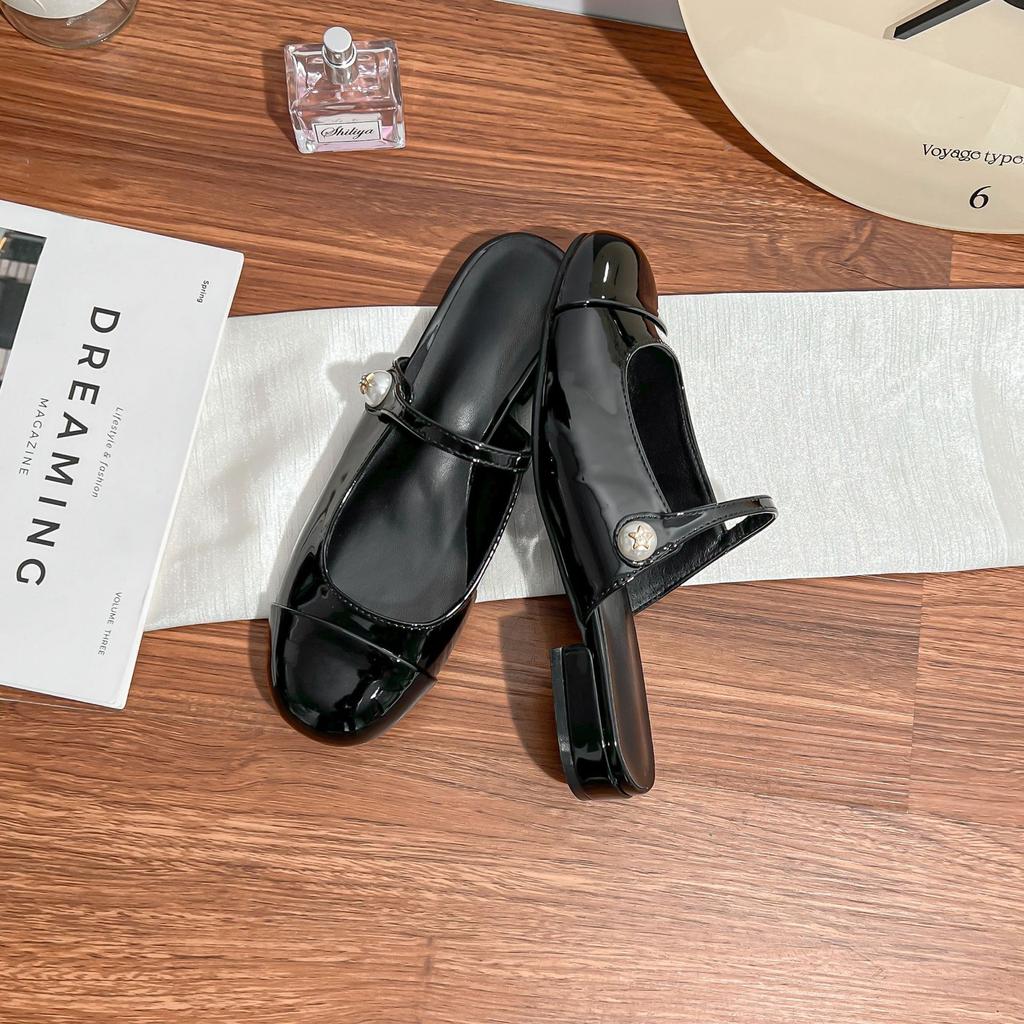 2025 summer new empty single shoes women wear high-end bag head cool slippers women's Mary Jane color matching women's shoes