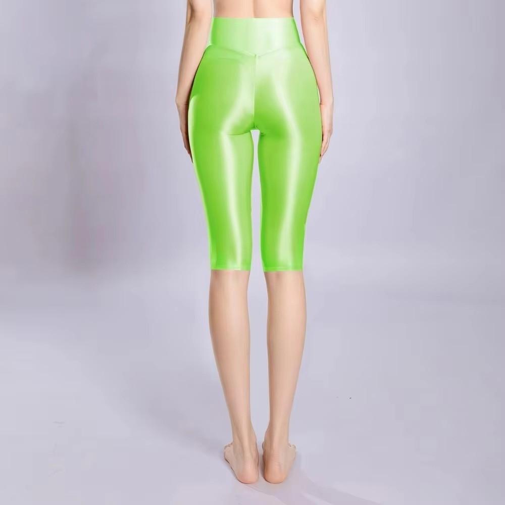 Shorts brillants longueur genou Collants pêche pour hanches Legging Pantalons de yoga fins Pour le fitness les joggeurs