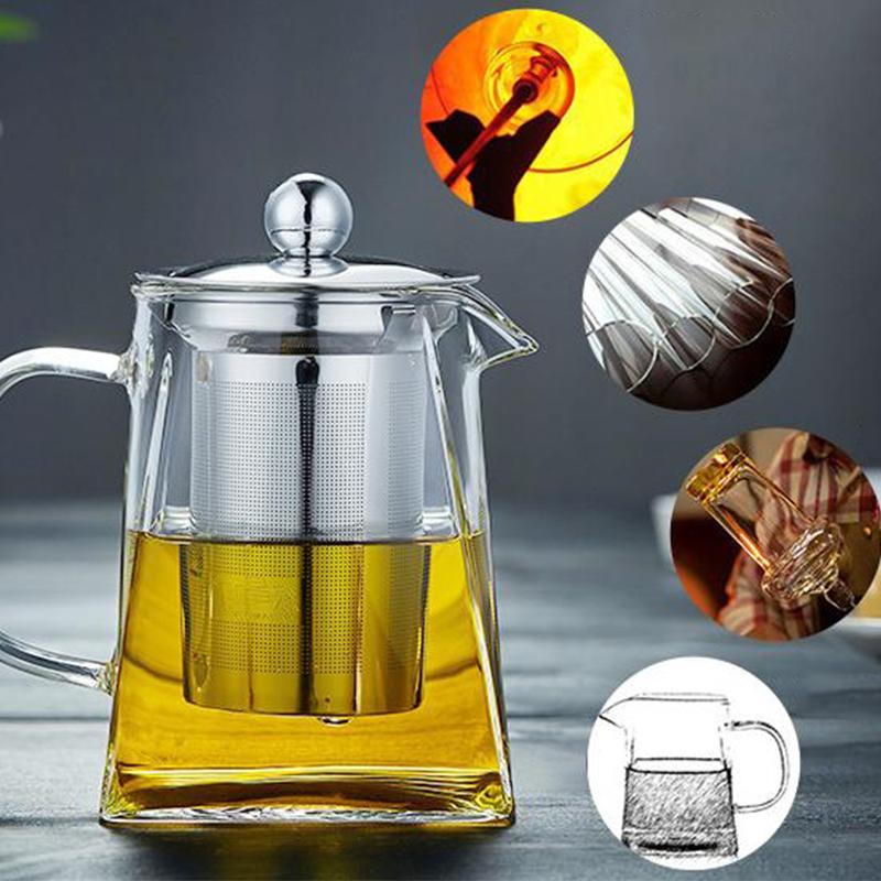 Glass Teapot High Temperature Resistant Thickened Stainless Steel Filter Anti-Scalding Teapot Household Teapot Kung Fu Tea Set