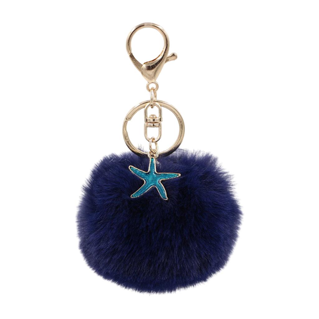 Soft Plush Starfish Keychain Accessory Durable Starfish Furry Sphere Keychain Key Chain Accessory for Fashion Lovers