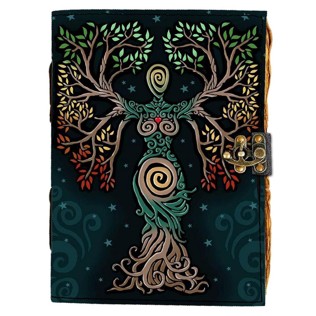 Leather Mother Earth Printed Unruled Personal Notebook Diaries for Office 200 Pages (7" X 5" Inches)