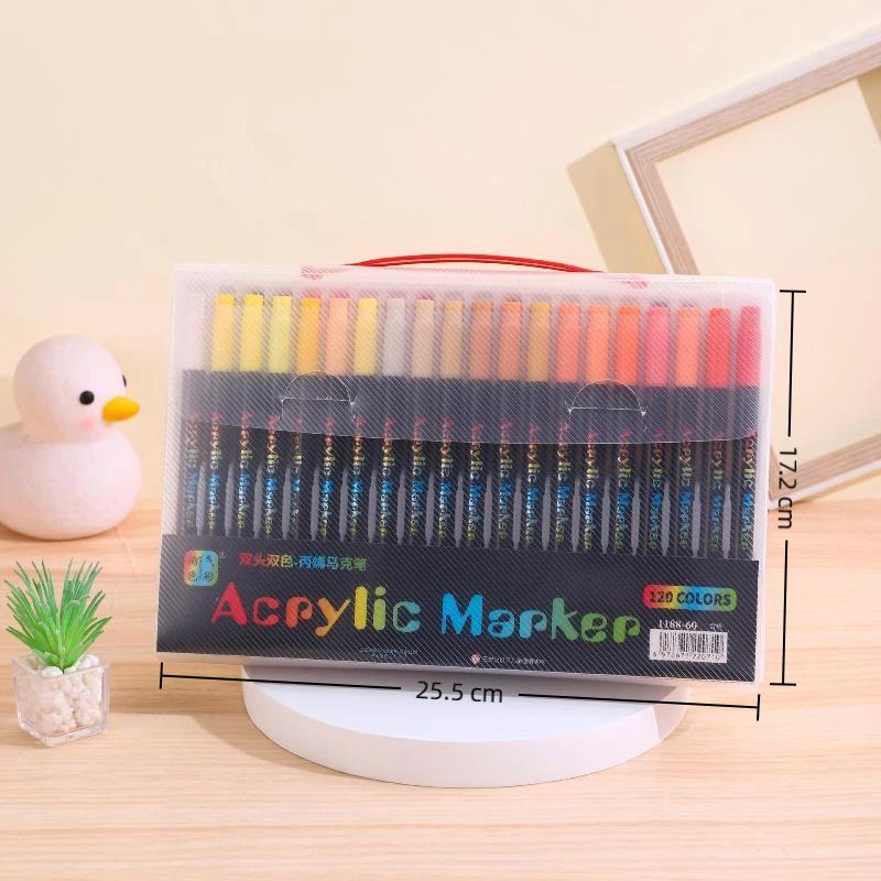 120 Colors Dual Tip Acrylic Paint for Canvas Perfect Choice for Detailed Drawing Work