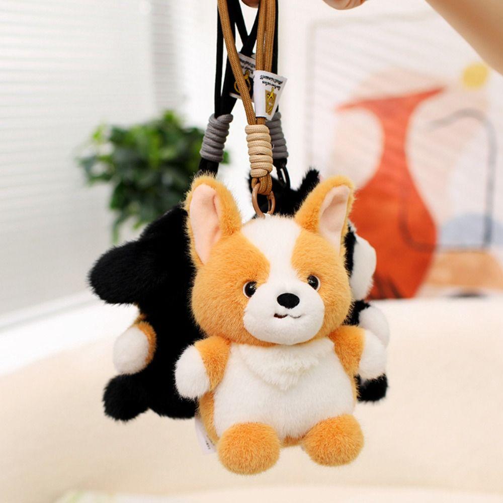 Stuffed Animal Husky Corgi Plush Schnauzer Dog Stuffed Keychain Dog Plush Pendant  Kids Toy