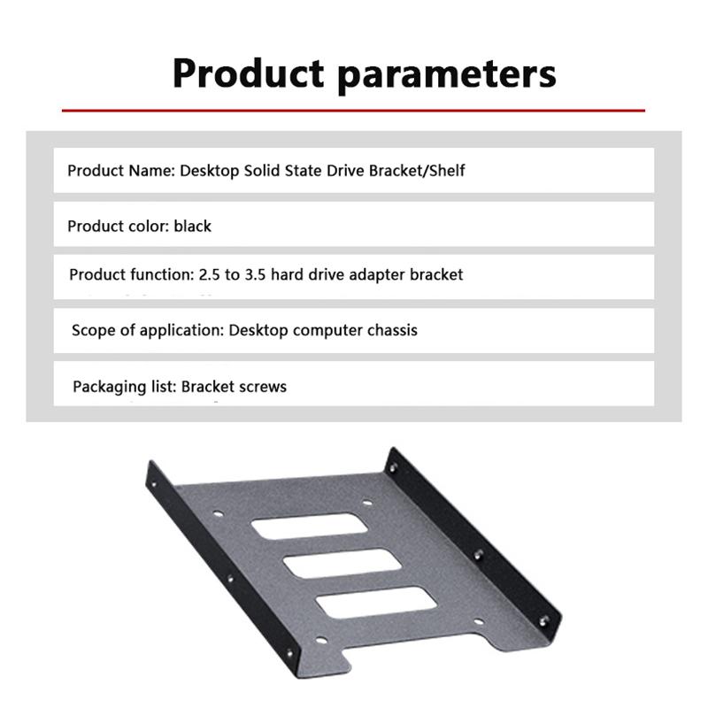 Black 2.5" Skids For Ssd To 3.5" Bay Caddy Tray Hard Drive Hdd Metal Mounting Dock Tray Bracket Adapter Converter Enclosure