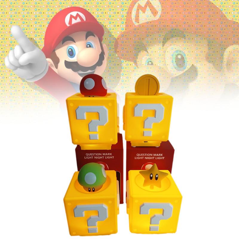 Mario Bros Super Night Lamp Question Mark Star Mushroom Bedroom Rechargeable
