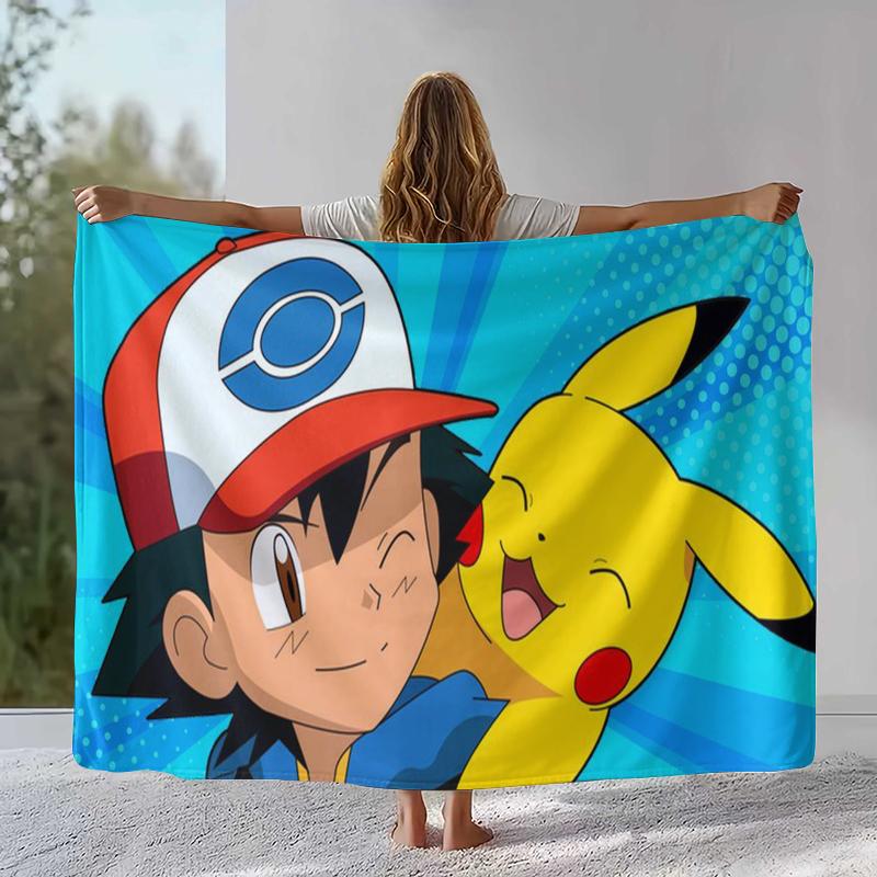 

6 Style Pikachu Pokemon Flannel Blanket,Ultra Soft Warm Plush Throw for Home Bedroom Bed Sofa Cover Office Camping Picnic gift 75x90cm