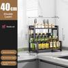 Carbon Steel 40cm Kitchen Storage Rack 2 Layer Seasoning Organizer Countertop Knife Shelf with Hook