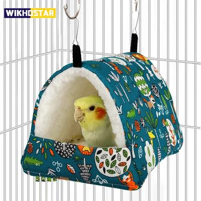 1pc Cute Print Bird Bed Mini Cage Rabbit Squirrel Mat Guinea Pig Nest Hamster House Small Animal Sleeping Bed Pet Hanging Cage