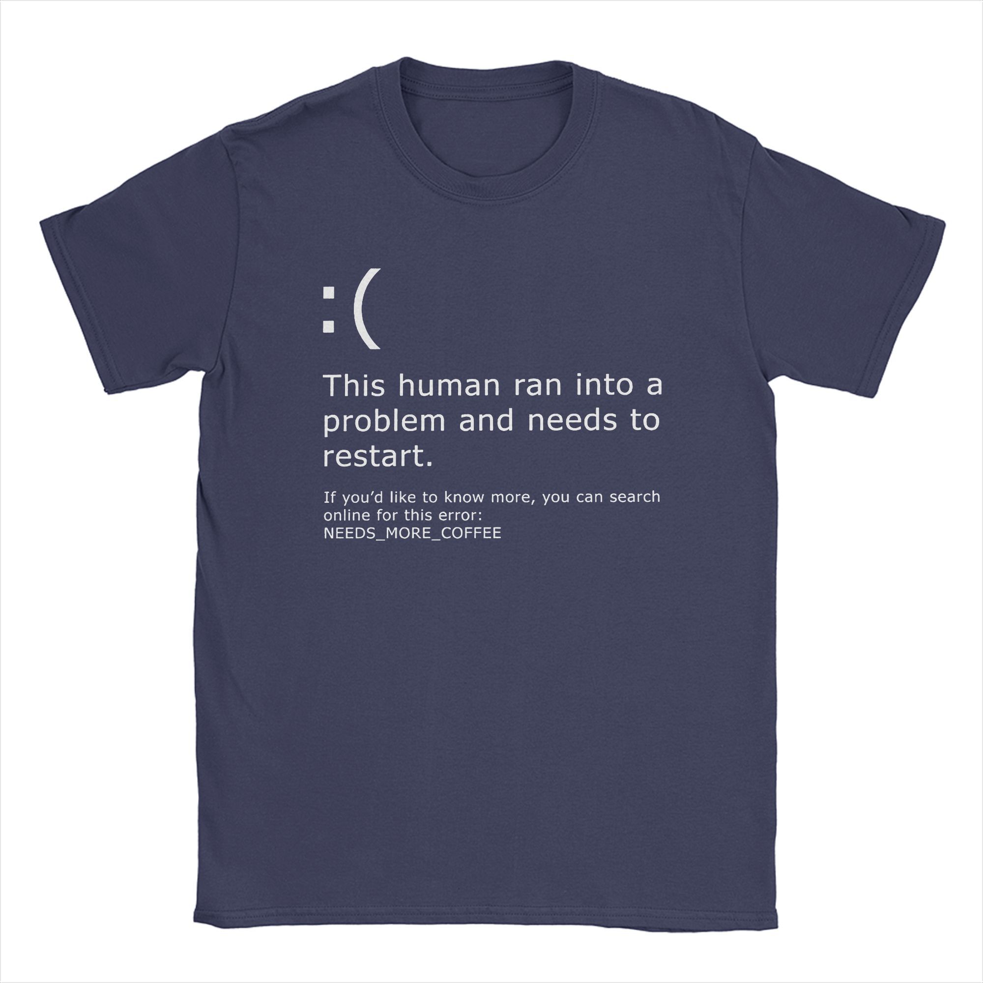 

2026 New Funny Blue Screen of Death Coffee Error Vintage Print Tshirt Men and Women Short Sleeved Top Tshirts Mens Cotton Tee 4XL