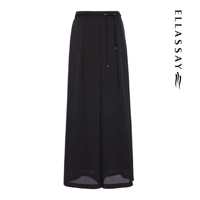 ELLASSAY Chinese Style Beaded Tie-Waist Trousers