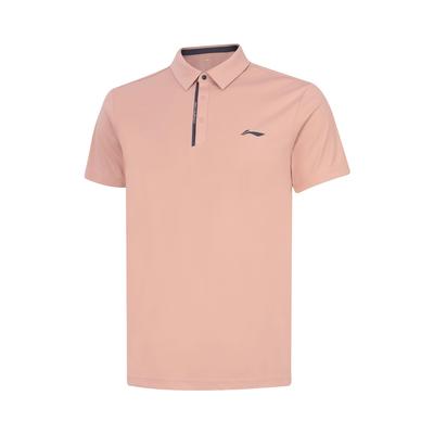 Li Ning Ensfarget Genser Trenings Sportspolo Skjorte Menn Topper Ny-Tåke-Rose-Rosa APLU119-6