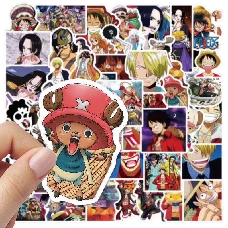 One Piece Sticker Pirate King Anime Character Waterproof One Piece Decals for Water Birthday Cute Cartoon Reward Stickers Set, Stickers, Guitar,