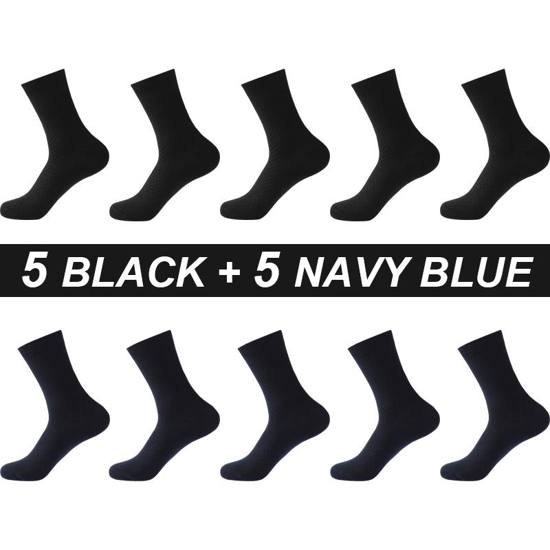 High Quality 10 Pairs Men Bamboo Fiber Socks Breathable Compression Long Sock Business Casual Male Large Size 38-45