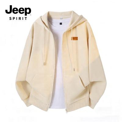 JEEP SPIRIT Men's Loose Fit Hooded Sweatshirt Jacket