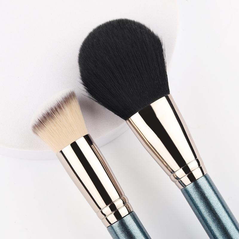 Neues 12-teiliges blaues Holzgriff-Make-up-Pinselset, Faserhaar-Puderpinsel, Foundation-Pinsel Schönheitswerkzeug