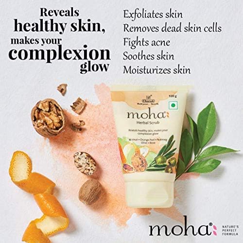 Moha Walnut Face Scrub Gentle Exfoliating Polish For Glowing Skin Deep Cleansing Smooth Texture 100 g X Pack Of 2