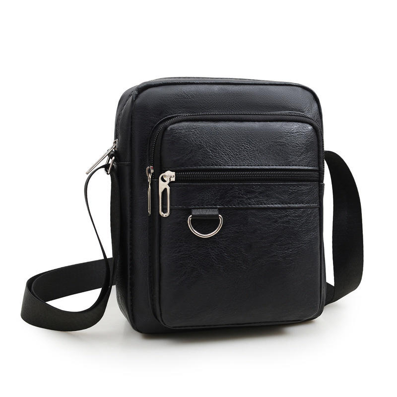 Multilayer Business Leather Crossbody Shoulder Bag for Men Lightweight Travel Casual Messenger Satchel Bags