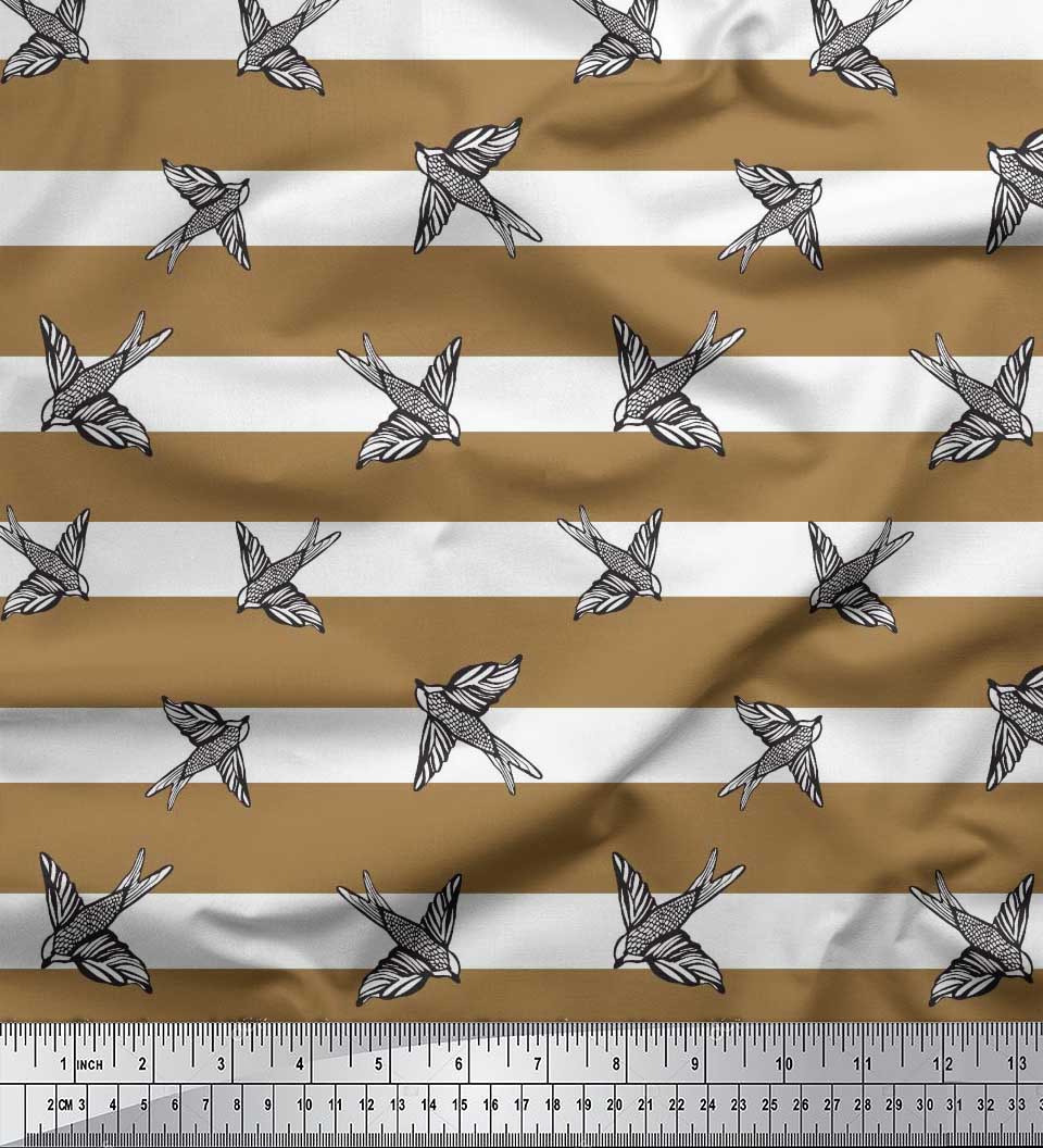 

Японська креп-атласна тканина Soimoi Blue в смужку та тканина з принтом Flying Swift Bird 1 метр 42 дюйма 42 Inch Wide - Poly Crepe коричневий