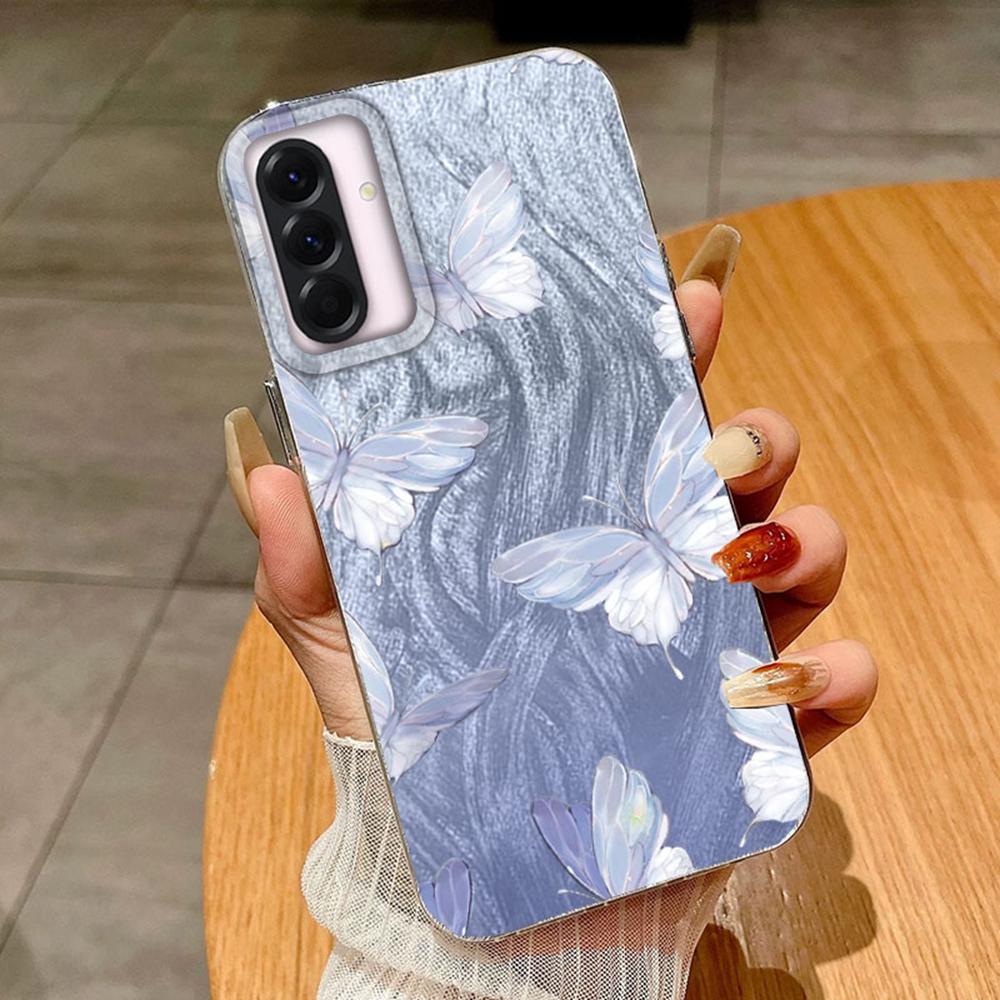 Paar Bunt Schmetterling Farbverlauf Für Samsung A56 A16 A26 A36 A25 A15 A55 S24 S25 Plus Handyhüllen Cover Funda Silikon Bumper Hart PC Rückseite