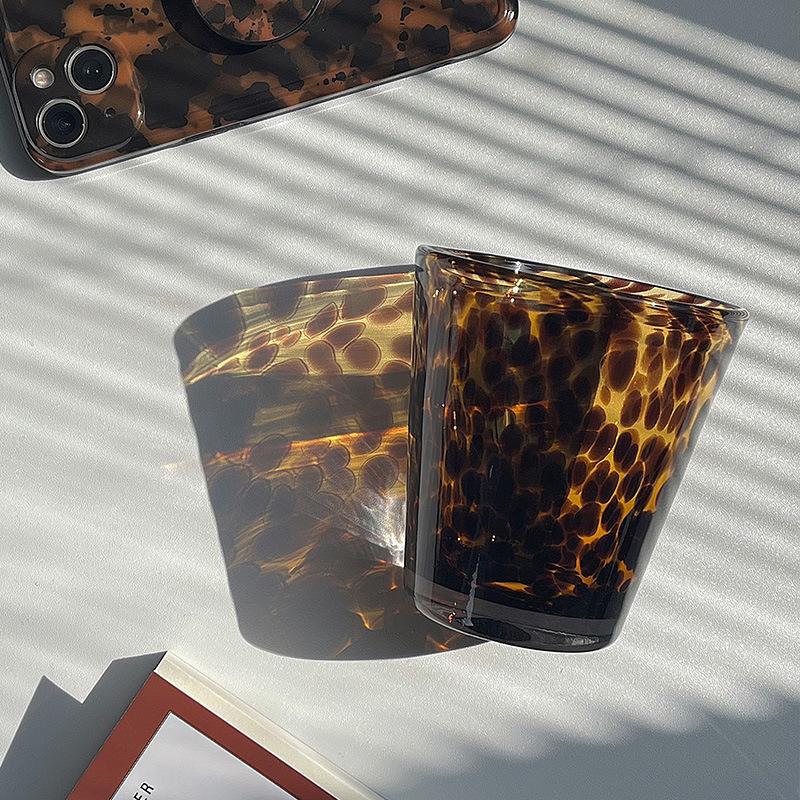 Tortoiseshell cup 1 piece glass leopard pattern water cup