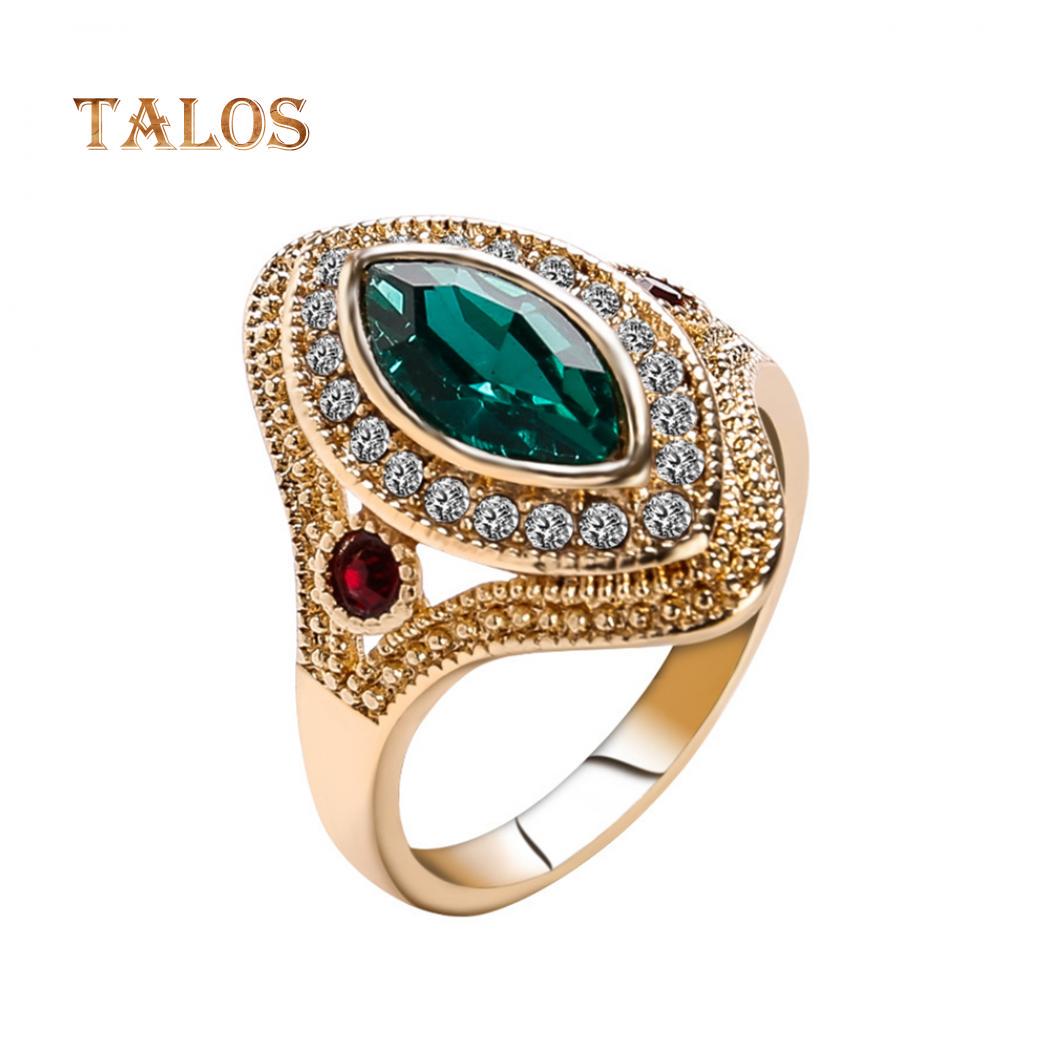 

Женское кольцо с хрусталем US 10 зелёный