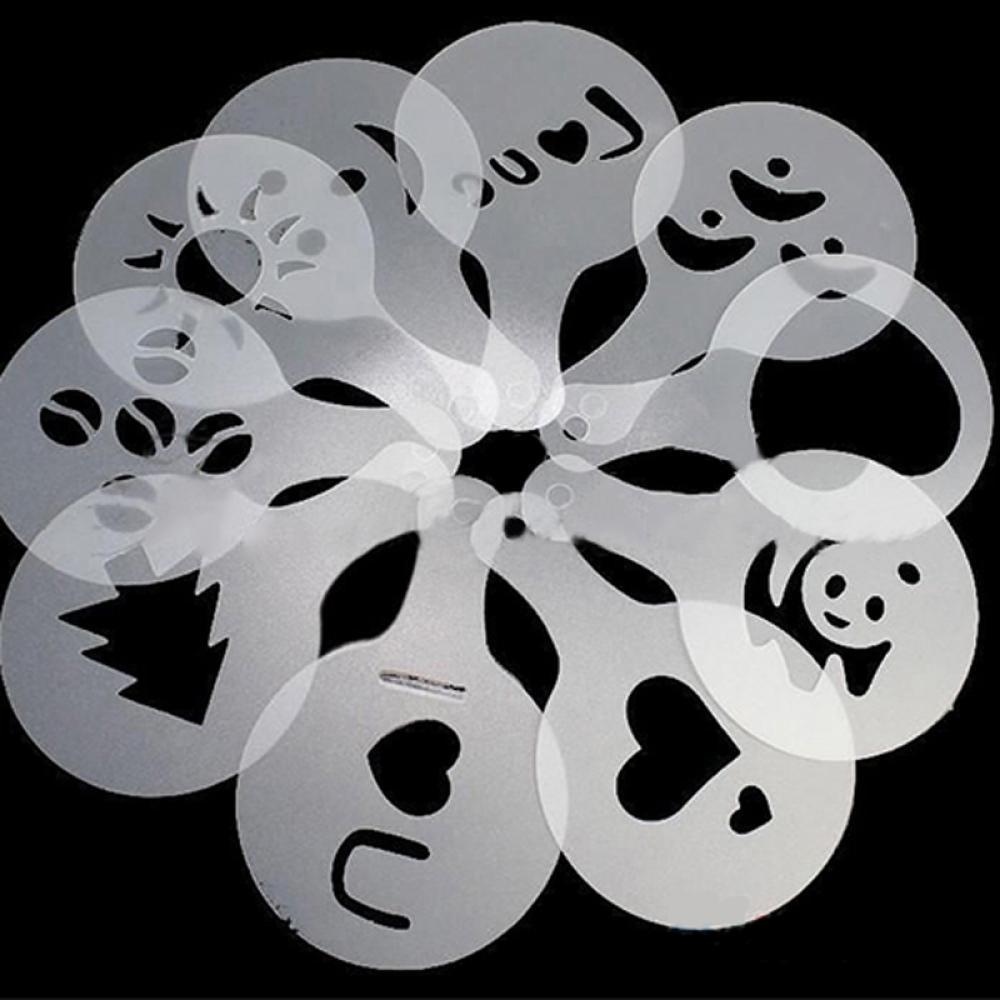 16pcs Kitchen Latte Mold Cappuccino Decorating Coffee Art Stencils Foam Tool