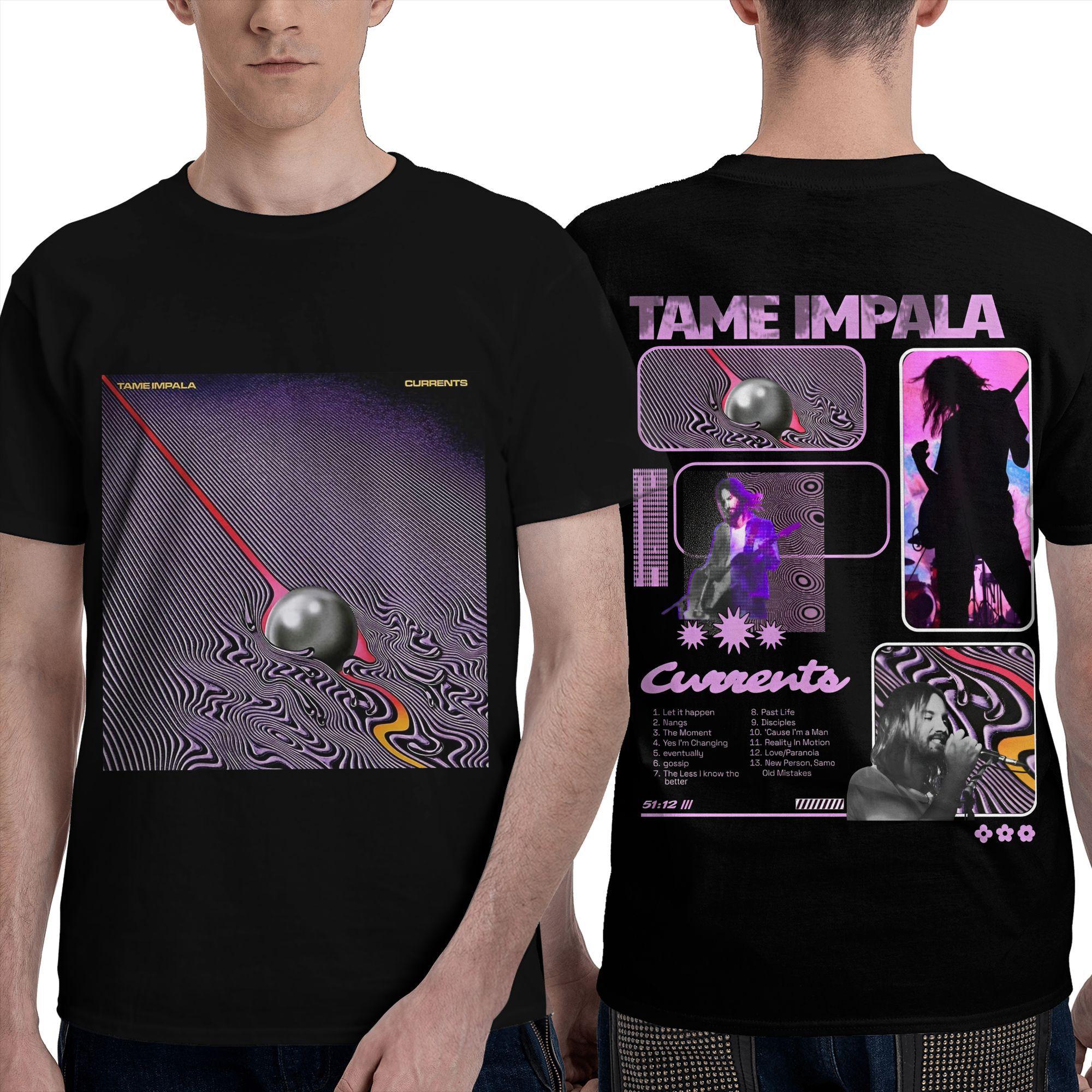 

Tame Impala Футболка Парная Y2K Ретро Футболки из Чистого Хлопка Пляжные Футболки с Круглым Вырезом Трендовые Футболки Повседневные Топы Большого Размера L