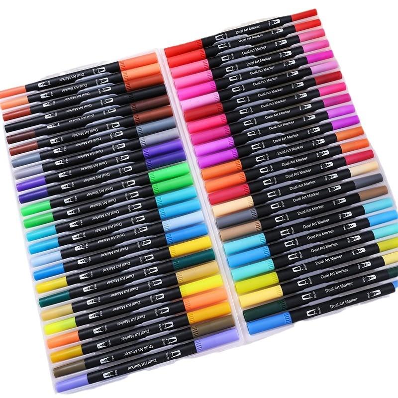 "Multi-Color Double-Headed Watercolor Pen Set for Students, Comics, and Drawing"