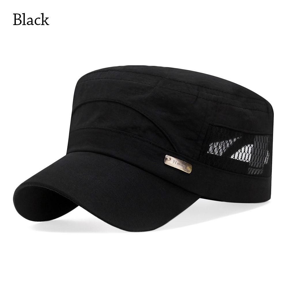 Breathable Cadet Hat Adjustable Flat Top Cap Spring Summer Sun Hat  Men