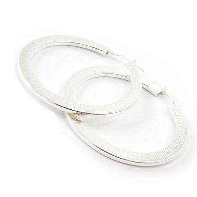 [G2071] - Silver 'Rhodes' Hoop Earrings